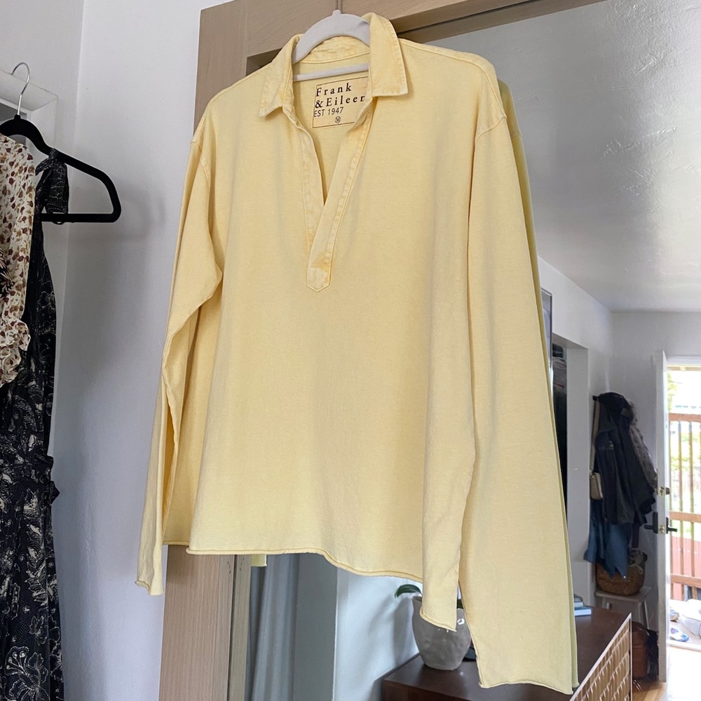 Frank & Eileen Patrick Popover Henley Heritage Jersey 100% Cotton Canary Yellow
